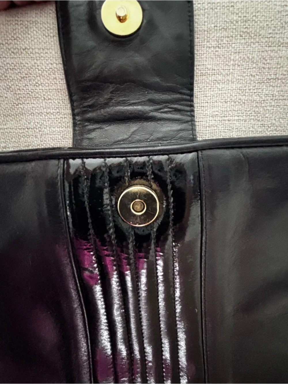 Black Leather Clutch Purse Vintage 1980s Marshall Field’s